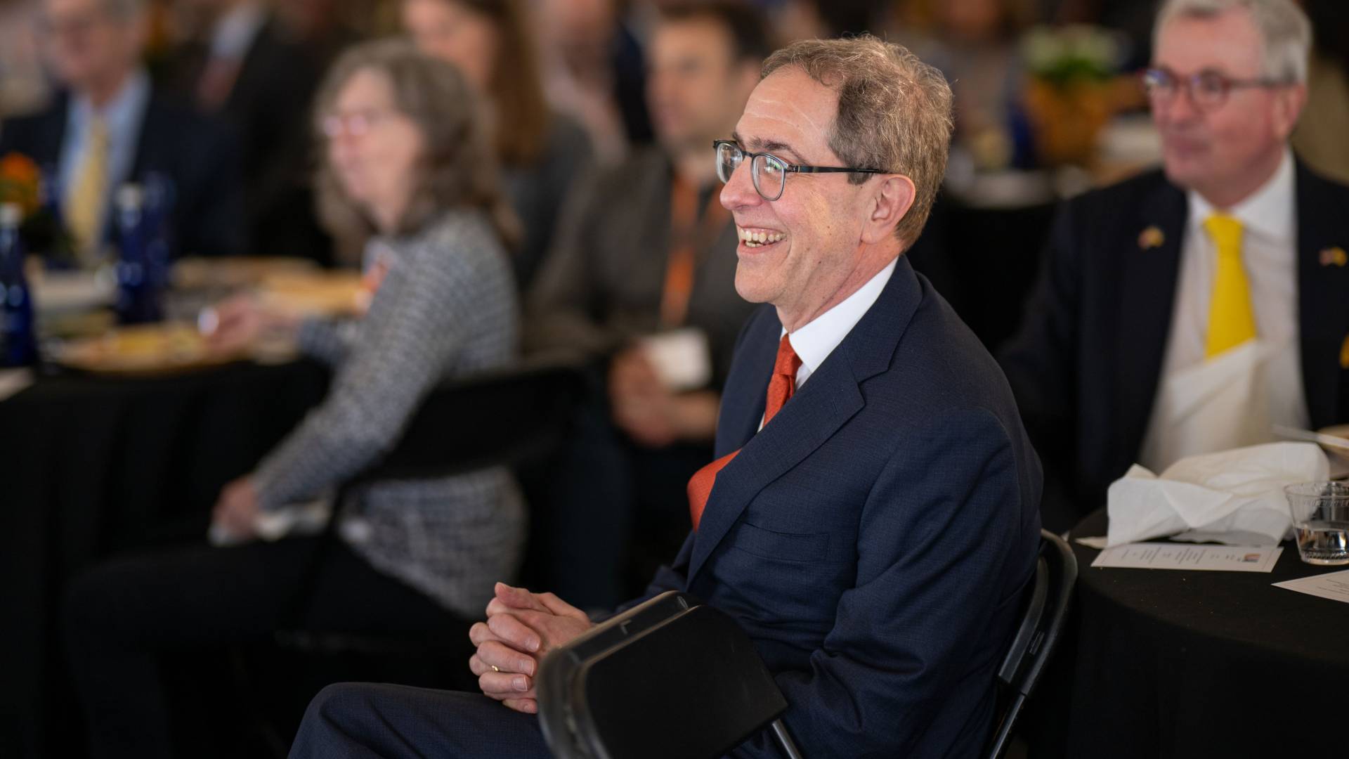 President Eisgruber enjoys a presentation