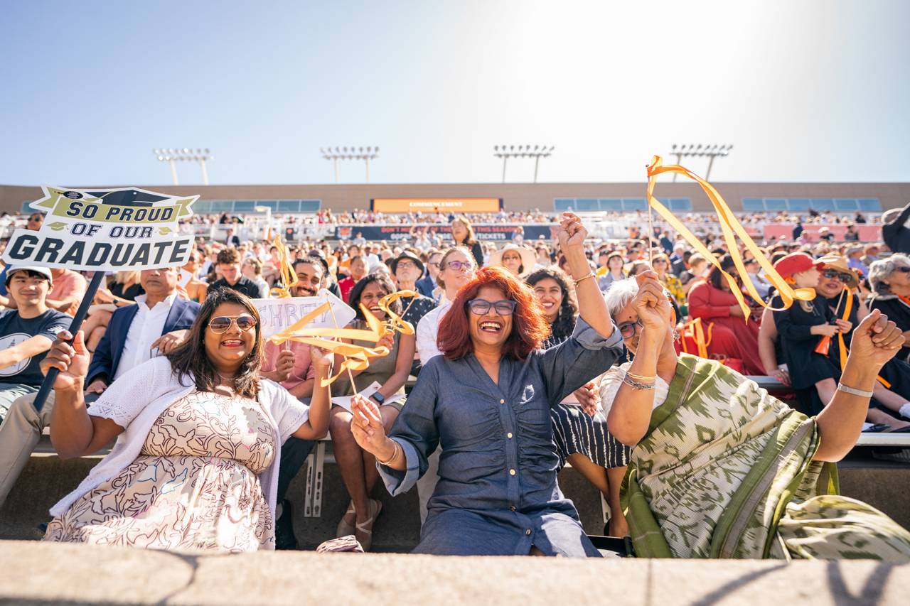 Family member cheering 