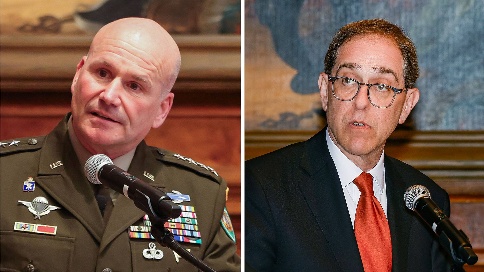 Gen. Cavoli and President Eisgruber at the podium