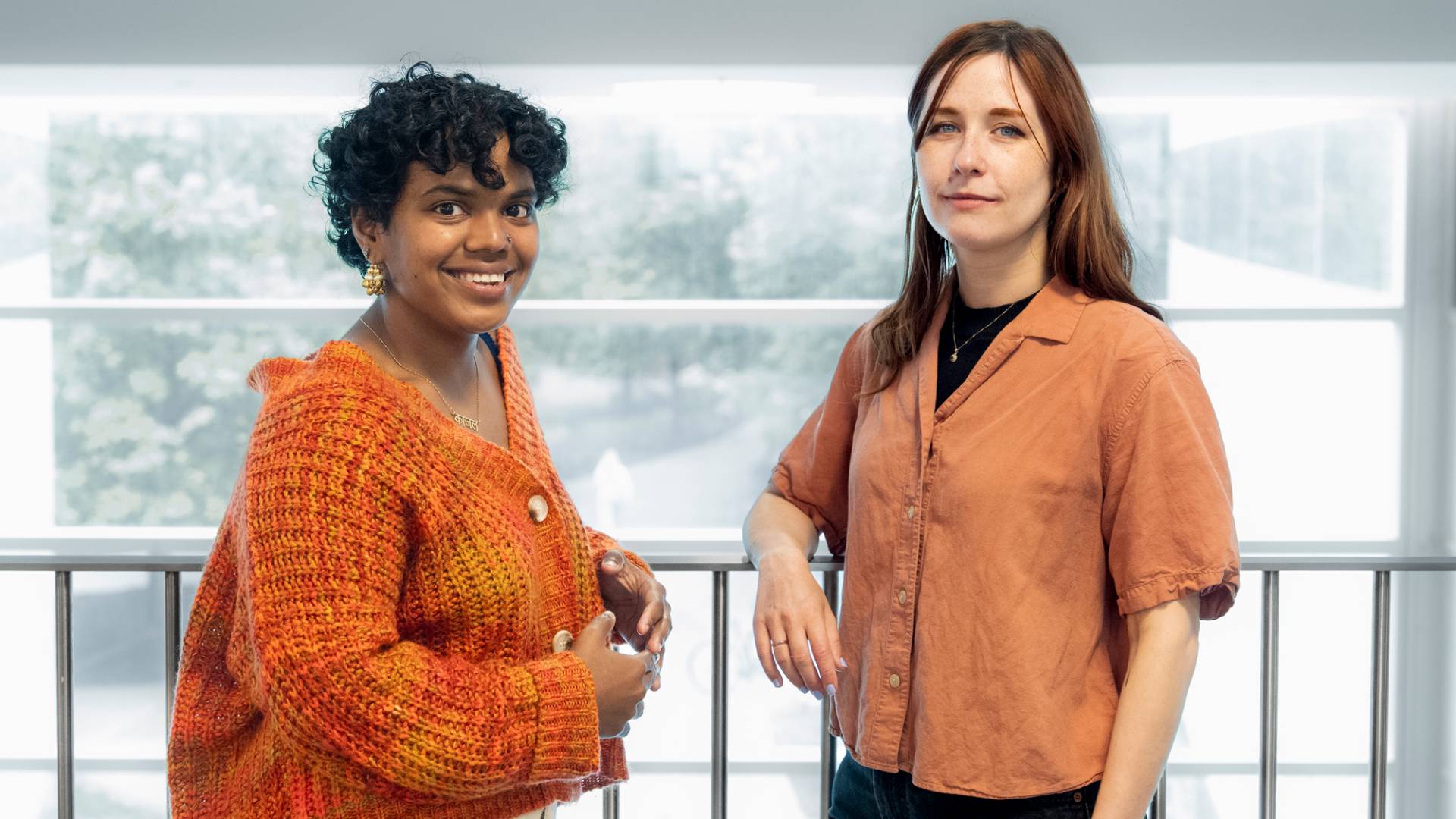 Kajal Schiller poses with one of her academic advisers, postdoc Rachel Bedder.