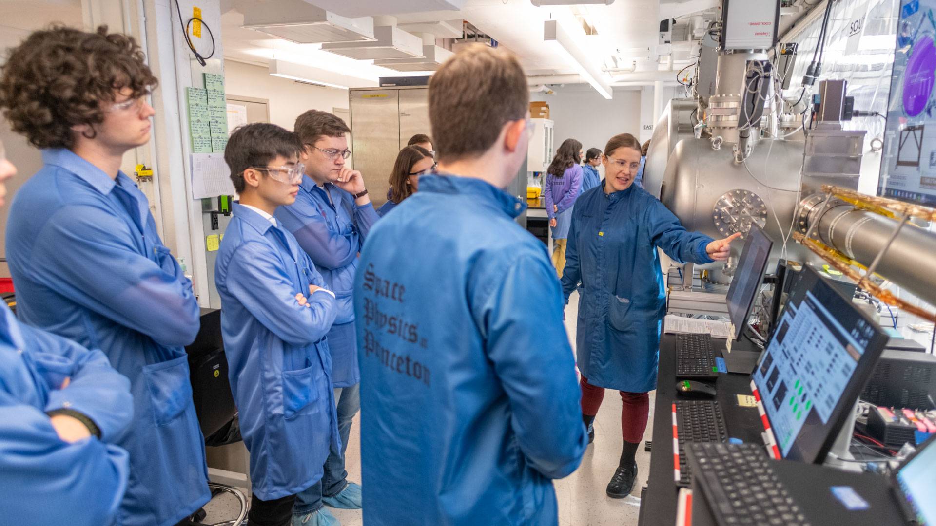 Jamie Rankin teaches students in the Space Physics Lab.