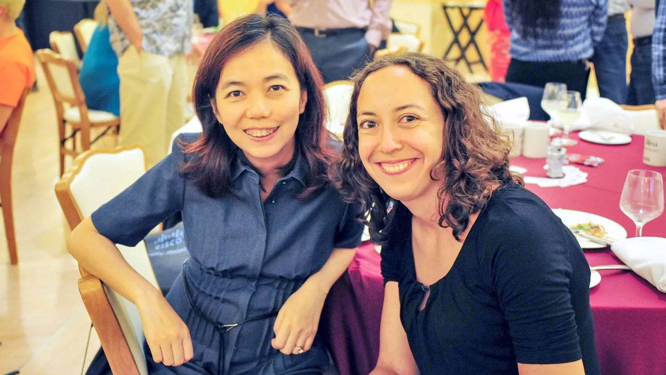 Fei Fei Li and Olga Russakovsky at a Stanford event
