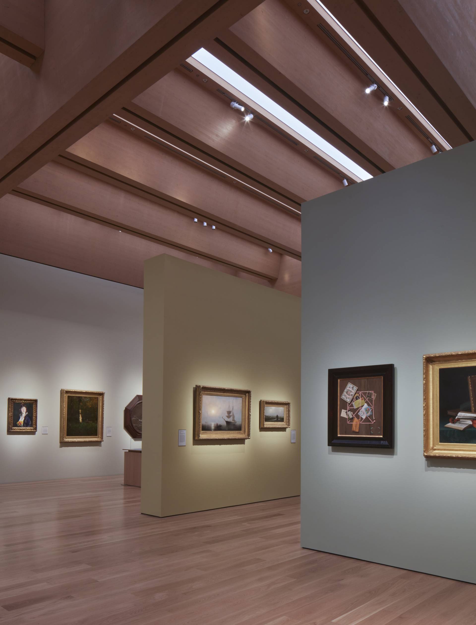 Paintings on display in the museum's new American art wing