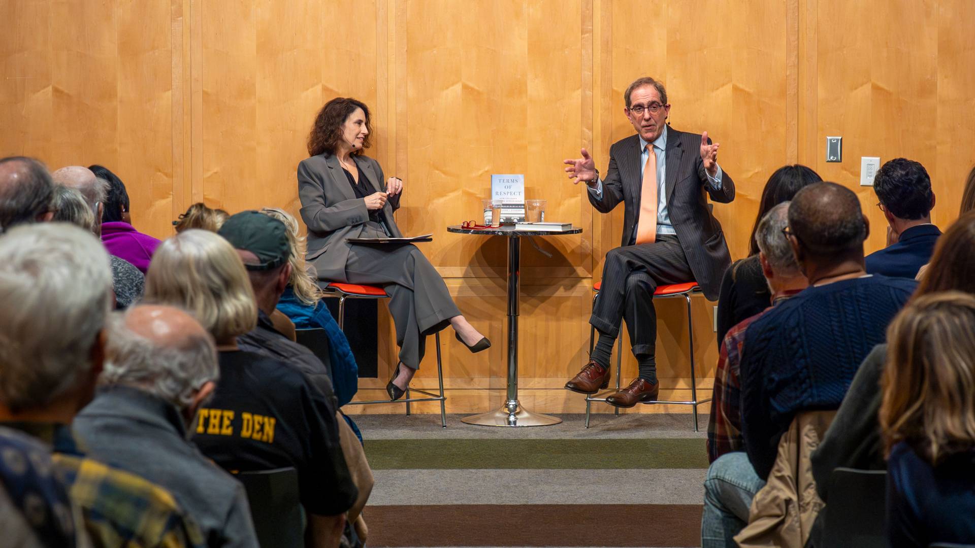 Deborah Pearlstein (left) and Christopher Eisgruber