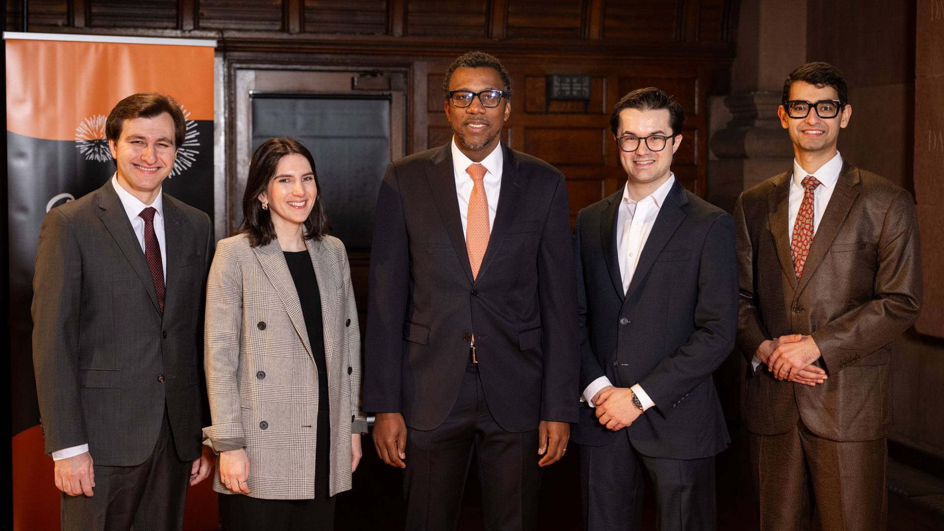 Graduate School dean Rod Priestley stands with the 2026 Jacobus Fellows