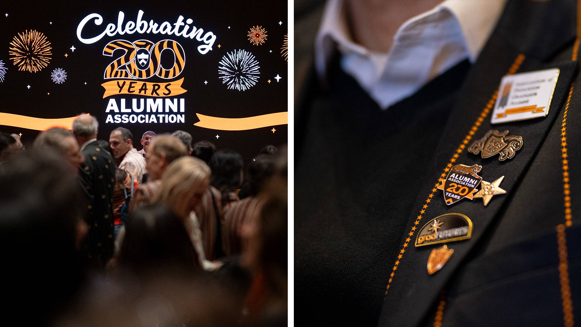 A 200th anniversary banner and button