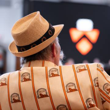 the back of an alumni wearing a princeton suit