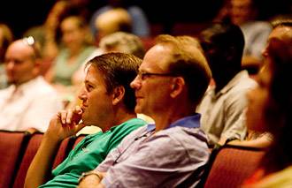 Len Miller listens to the music