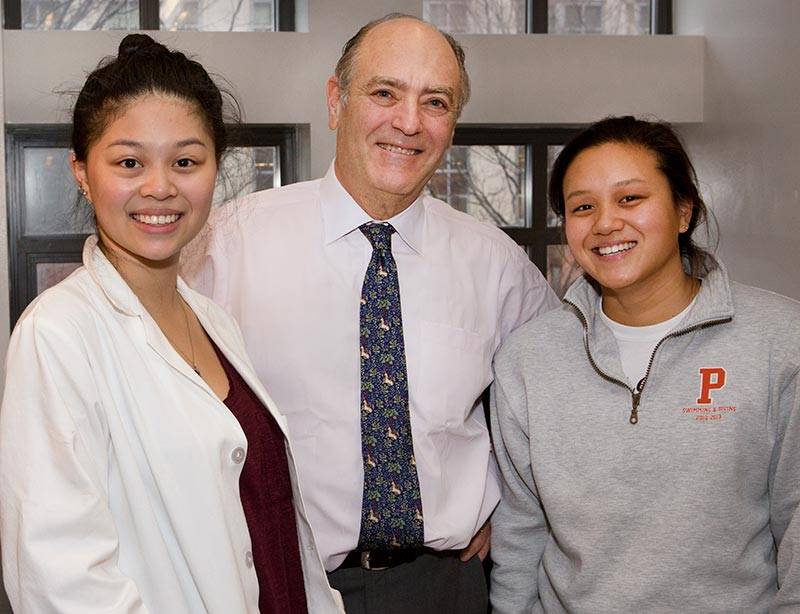Fragile Families Professor Daniel Notterman with seniors Terry Zhu and Beverly Nguyen