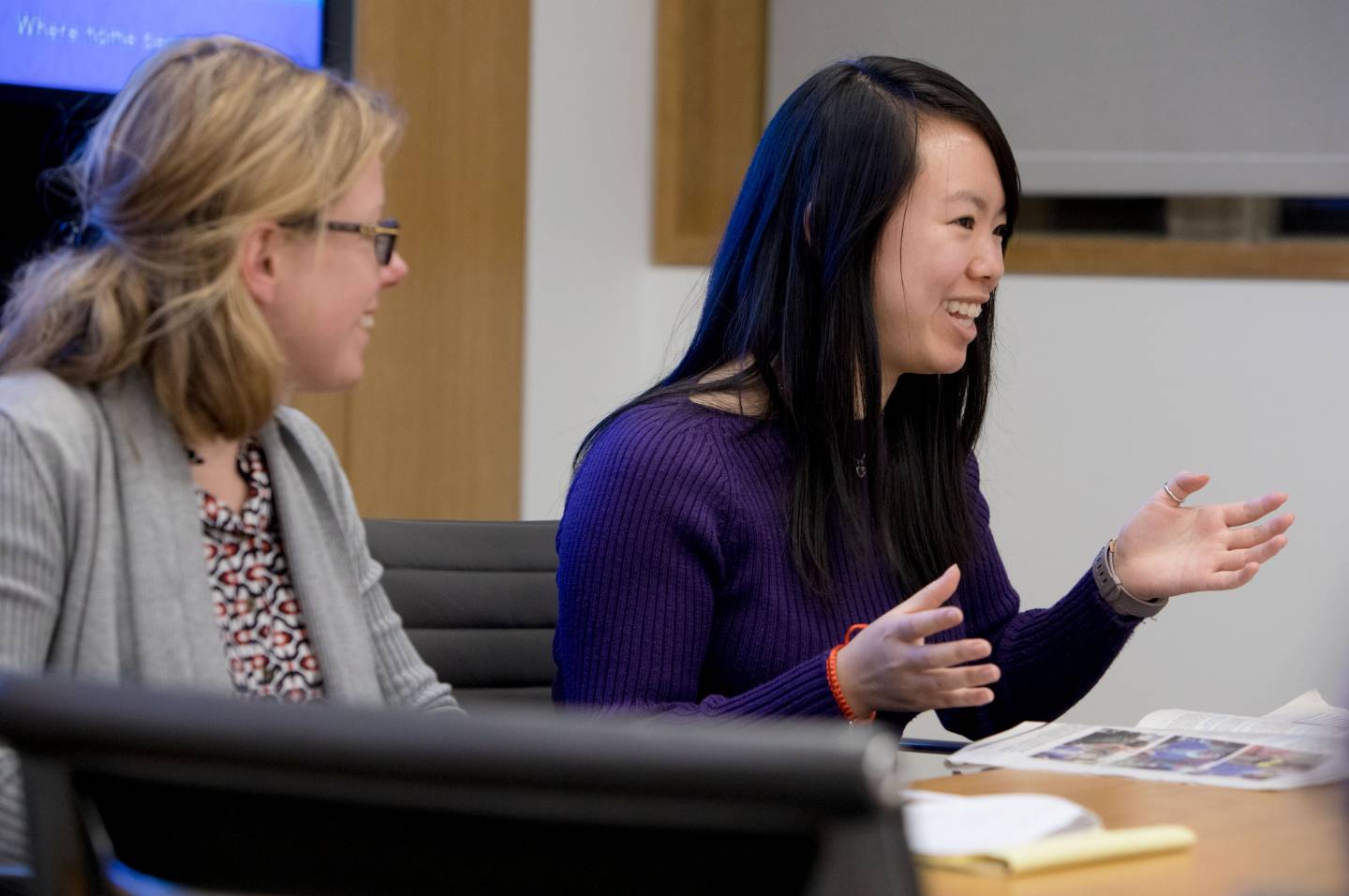 Professor Anna Stilz and student Angela Wu in classroom