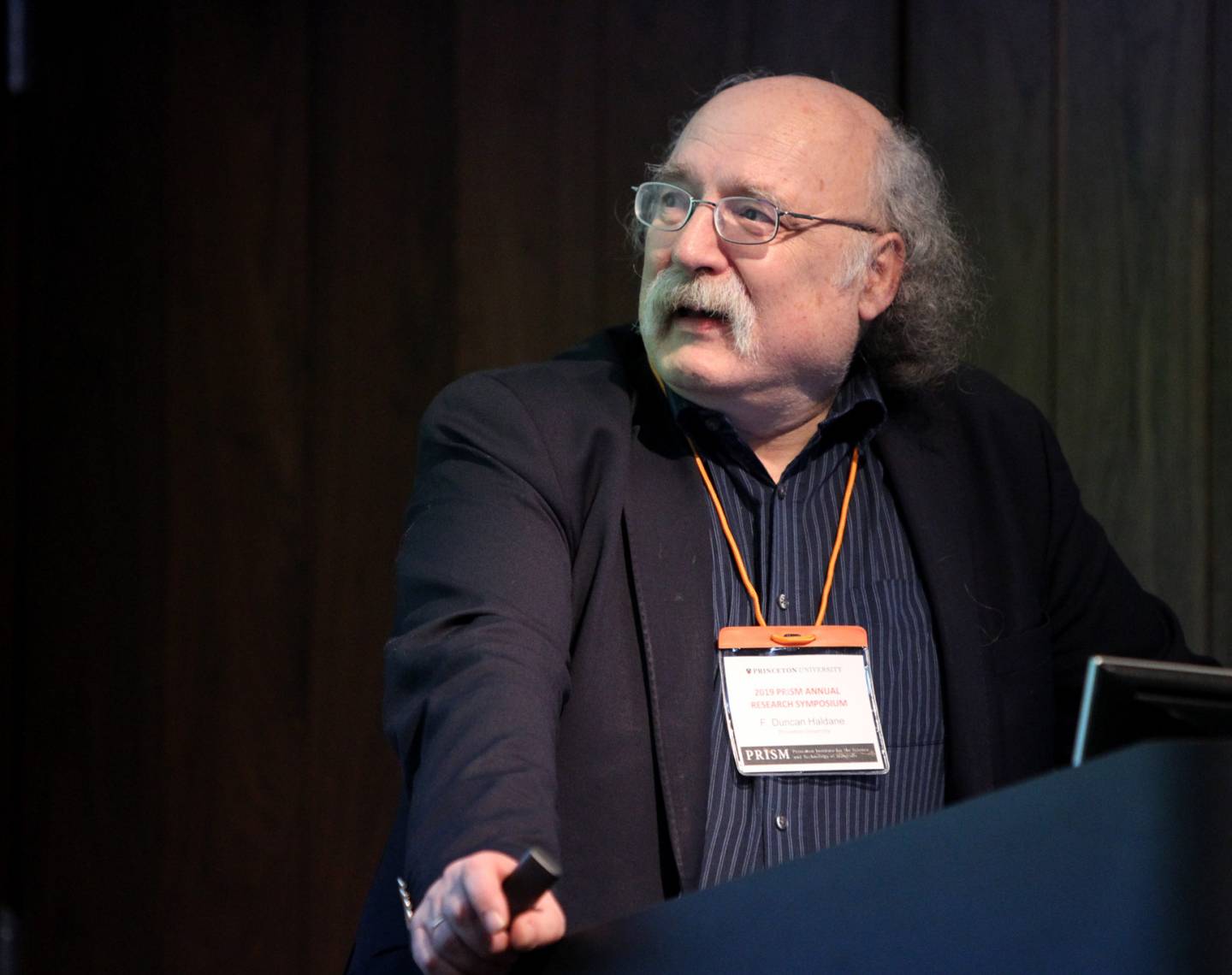 F. Duncan M. Haldane speaking at podium