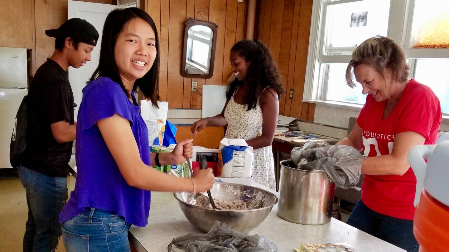 Irene Hsu and others making cookies