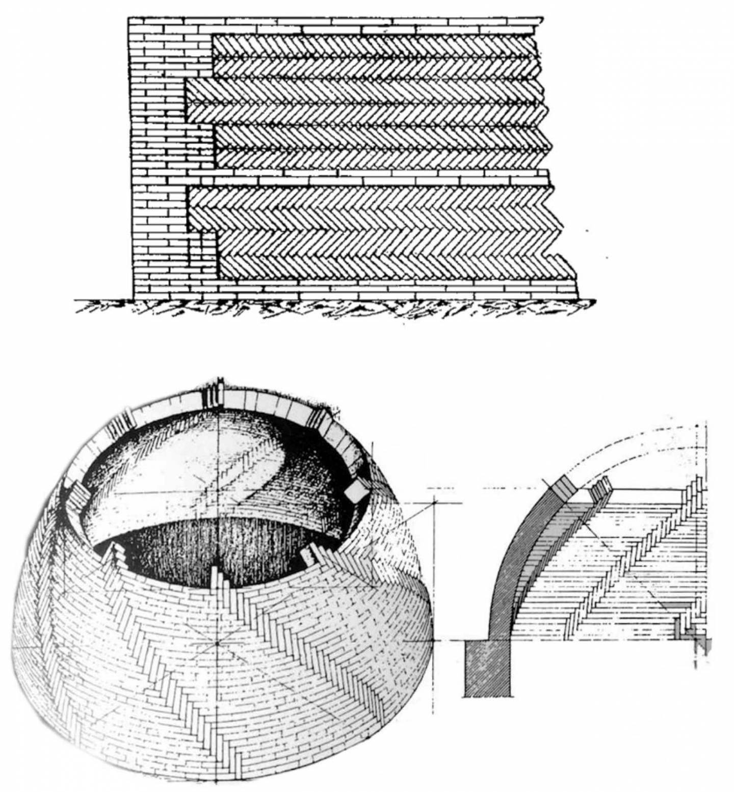 Drawings of opus spicatum