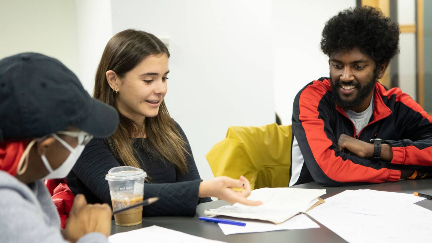 Students discuss material