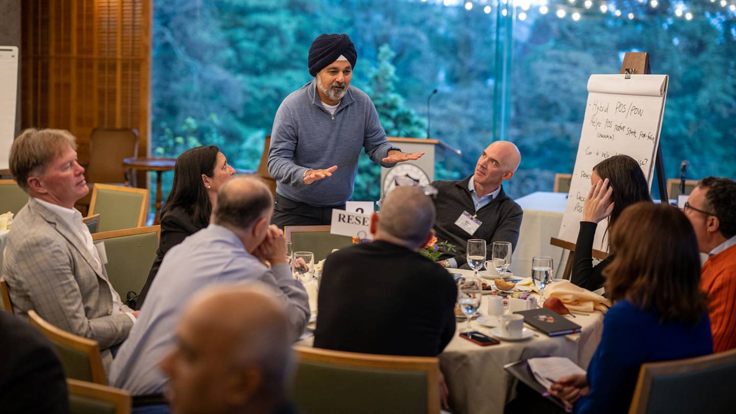 J.P. Singh speaks to a group