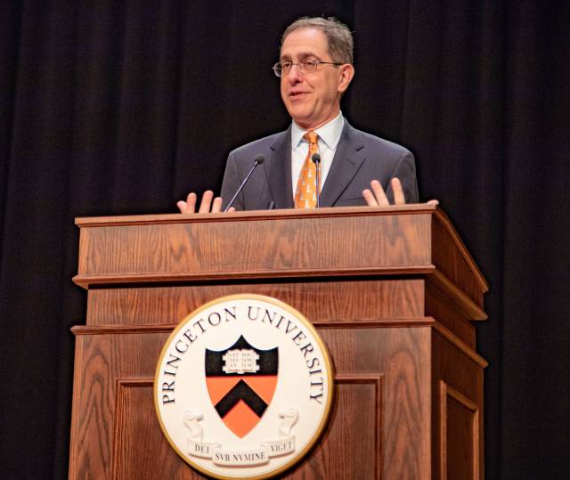 President Eisgruber speaking at Graduate School orientation