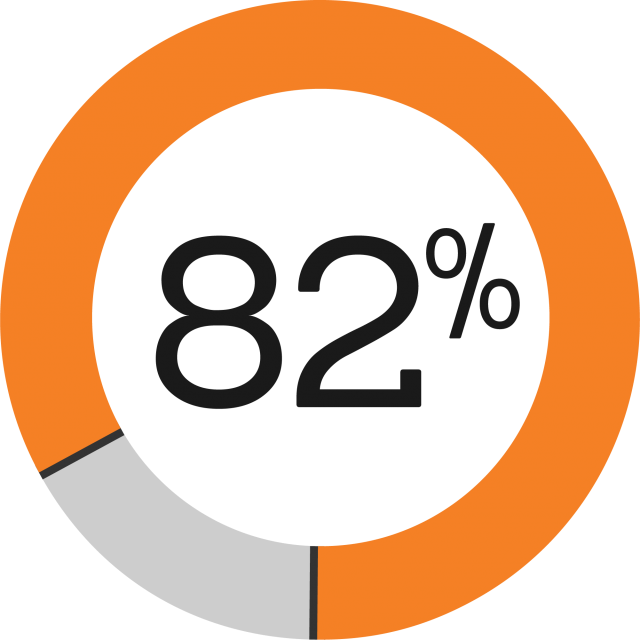 Pie graph showing 82%