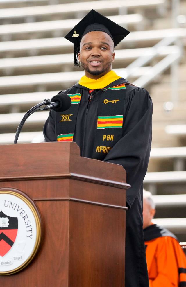 Johnson at the podium